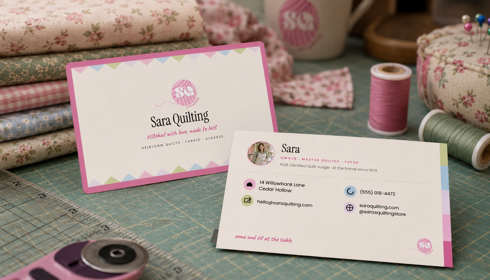 Visiting Cards designed for a quilting business