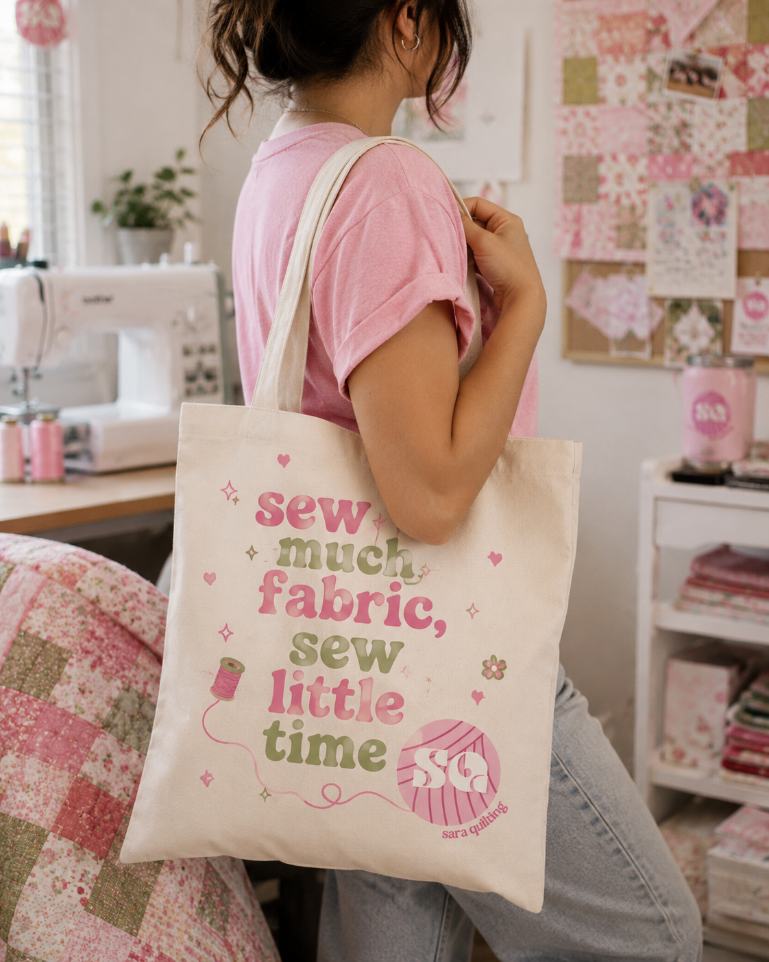 Merchandise designed for a quilting business